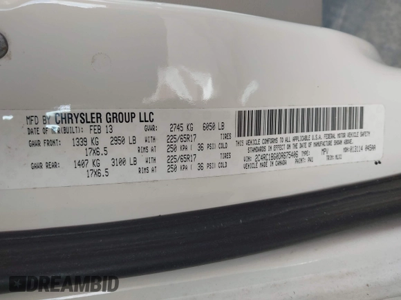 2013 Chrysler Town & Country Touring with VIN 2C4RC1BG0DR675406, listed as a IAAI auction lot 42119645 with 166,679 mi miles and . Bid and sale history available at DreamBid. Image 9.
