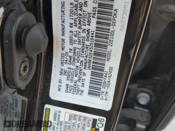 2005 Toyota Corolla CE with VIN 1NXBR32E45Z518441, listed as a Copart auction lot 69922994 with 214,250 mi miles and Salvage Title. Bid and sale history available at DreamBid. Image 12.