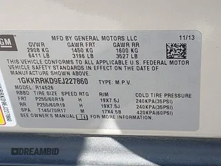 2014 GMC Acadia SLT z VIN 1GKKRRKD9EJ227860, wystawiony jako IAAI lot #41868843 z przebiegiem 67 395 mil mil oraz . Historia ofert i sprzedaży dostępna na DreamBid. Obrazek 9.