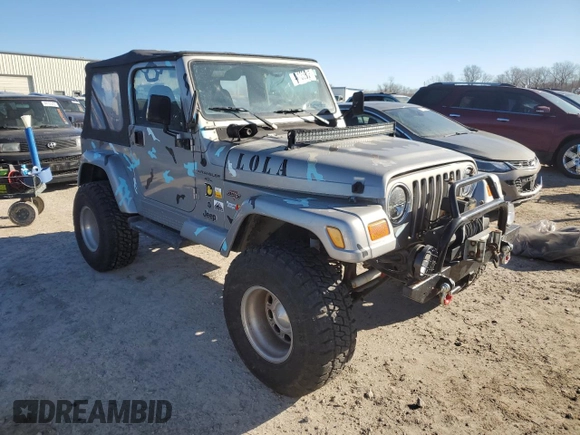 2001 Jeep Wrangler Sport with VIN 1J4FA49S21P346217, listed as a Copart auction lot 46133815 with 103,929 mi miles and Salvage Title. Bid and sale history available at carsss.com. Image 4.