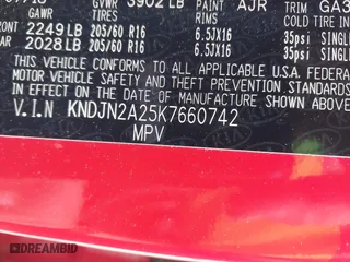 2019 Kia Soul with VIN KNDJN2A25K7660742, listed as a IAAI auction lot 41984920 with 49,695 mi miles. Bid and sale history available at carsss.com. Image 9.