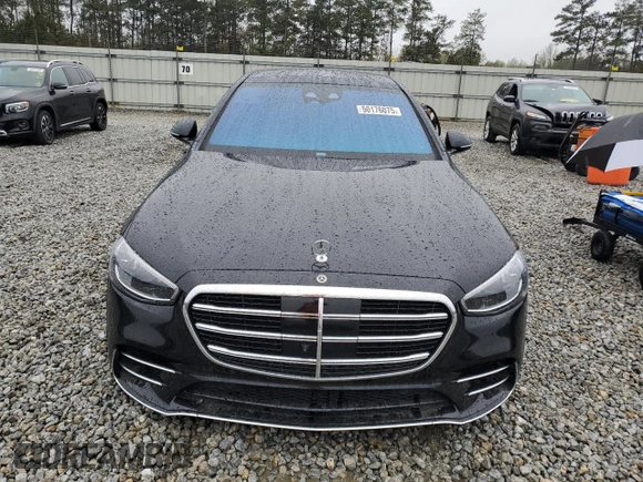 2023 Mercedes-Benz S 580 with VIN W1K6G7GB0PA184579, listed as a Copart auction lot 50176075 with 8,766 mi miles and Salvage Title. Bid and sale history available at DreamBid. Image 5.