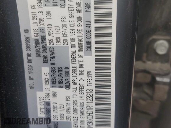 2024 Mazda CX-90 Preferred Plus with VIN JM3KKCHD1R1123218, listed as a Copart auction lot 51512795 with 36,951 mi miles and Salvage Title. Bid and sale history available at DreamBid. Image 13.