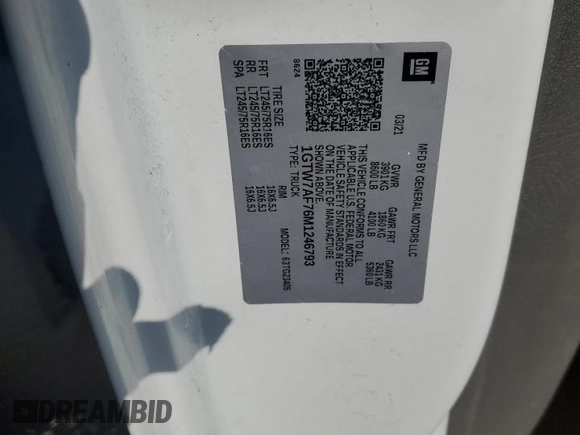 2021 GMC Savana Cargo z VIN 1GTW7AF76M1246793, wystawiony jako Copart lot #53175075 z przebiegiem 52 061 mil mil oraz Szkody całkowita. Historia ofert i sprzedaży dostępna na DreamBid. Obrazek 12.