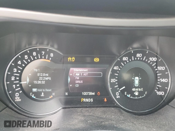 2015 Lincoln MKZ with VIN 3LN6L2GK4FR621797, listed as a Copart auction lot 48238215 with 100,738 mi miles and Salvage Title. Bid and sale history available at DreamBid. Image 9.
