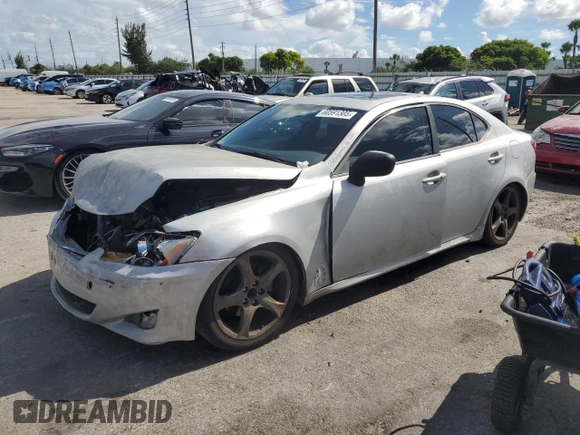 2007 Lexus IS 250 with VIN JTHBK262972036421, listed as a Copart auction lot 60591305 with 155,395 mi miles and Salvage title. Bid and sale history available at DreamBid. Image 1.
