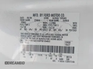 2008 Ford Ranger XL with VIN 1FTYR14DX8PB15493, listed as a IAAI auction lot 42678051 with 167,103 mi miles and . Bid and sale history available at DreamBid. Image 9.