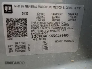 2024 Chevrolet Silverado 1500 with VIN 3GCPDAEK5RG164405, listed as a Copart auction lot 47142305 with 24,213 mi miles and Salvage Title. Bid and sale history available at DreamBid. Image 13.