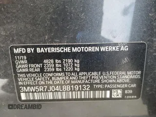 2020 BMW 3 Series 330i xDrive with VIN 3MW5R7J04L8B19132, listed as a Copart auction lot 53942815 with 0 mi miles and Clean Title. Bid and sale history available at carsss.com. Image 12.