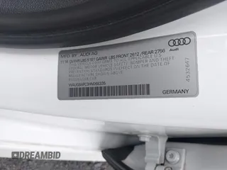 2017 Audi A6 Premium Plus with VIN WAUG8AFC3HN068335, listed as a IAAI auction lot 42639073 with 75,728 mi miles and . Bid and sale history available at DreamBid. Image 9.