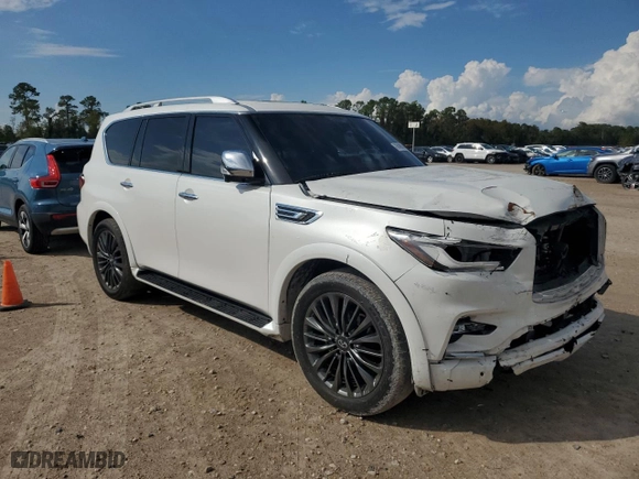 2022 Infiniti QX80 SENSORY with VIN JN8AZ2BF0N9743420, listed as a Copart auction lot 76709314 with 53,132 mi miles and Non Repairable. Bid and sale history available at carsss.com. Image 4.