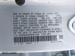 2021 Honda CR-V EX-L with VIN 2HKRW2H8XMH612534, listed as a IAAI auction lot 41770020 with 63,382 mi miles. Bid and sale history available at carsss.com. Image 9.
