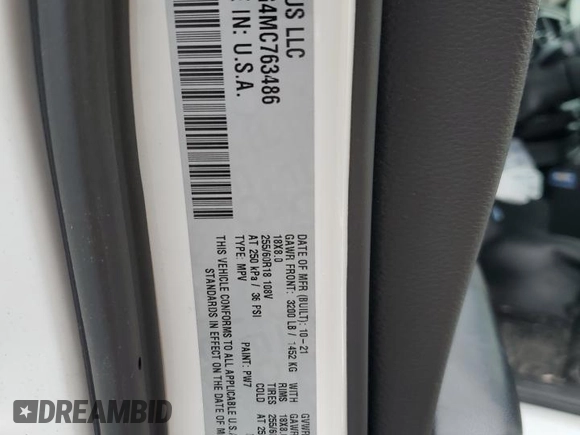 2021 Dodge Durango Special Service z VIN 1C4RDJFG4MC763486, wystawiony jako Copart lot #57222495 z przebiegiem 59 485 mil mil oraz Szkoda całkowita • Salvage title. Historia ofert i sprzedaży dostępna na DreamBid. Obrazek 14.