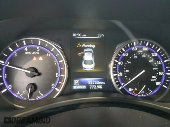 2017 Infiniti Q50 3.0t Sport with VIN JN1EV7AR7HM838322, listed as a Copart auction lot 88759165 with 86,733 mi miles and Salvage Title. Bid and sale history available at carsss.com. Image 9.