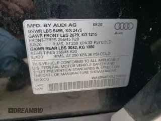 2020 Audi Q5 Premium Plus with VIN WA1BNAFY2L2104053, listed as a Copart auction lot 53762532 with 20,405 mi miles. Bid and sale history available at carsss.com. Image 10.