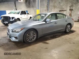 2018 Infiniti Q50 Luxe with VIN JN1EV7AR9JM611798, listed as a Copart auction lot 60885415 with Not provided miles and Salvage title. Bid and sale history available at DreamBid. Image 1.