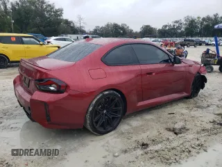 2025 BMW M2 with VIN 3MF23DM08S8F02990, listed as a Copart auction lot 46709765 with 4,373 mi miles and Salvage Title. Bid and sale history available at carsss.com. Image 3.