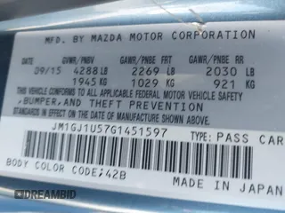 2016 Mazda 6 i Sport with VIN JM1GJ1U57G1451597, listed as a IAAI auction lot 41658184 with 142,504 mi miles and . Bid and sale history available at DreamBid. Image 9.