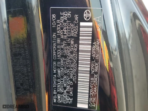 2009 Toyota Yaris with VIN JTDJT903295237406, listed as a Copart auction lot 47891815 with 251,094 mi miles and Salvage Title. Bid and sale history available at carsss.com. Image 12.