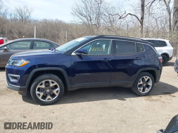 2018 Jeep Compass Limited with VIN 3C4NJDCB5JT259434, listed as a IAAI auction lot 41855772 with 57,333 mi miles. Bid and sale history available at carsss.com. Image 14.