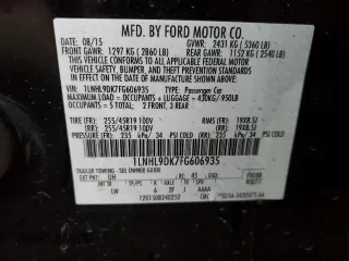 2015 Lincoln MKS with VIN 1LNHL9DK7FG606935, listed as a Copart auction lot 81991384 with 82,097 mi miles and Salvage Title. Bid and sale history available at carsss.com. Image 14.