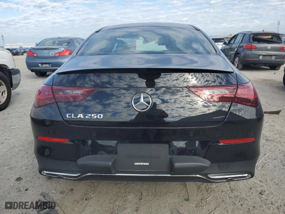 2025 Mercedes-Benz CLA with VIN W1K5J4GB7SN516532, listed as a Copart auction lot 86814014 with 4,053 mi miles and Salvage Title. Bid and sale history available at carsss.com. Image 6.