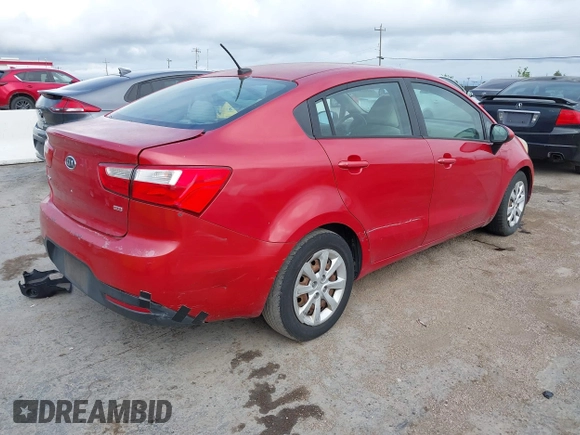 2013 Kia Rio LX with VIN KNADM4A38D6110543, listed as a IAAI auction lot 42068435 with 163,523 mi miles. Bid and sale history available at carsss.com. Image 4.