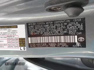 2004 Toyota Prius with VIN JTDKB20U640034581, listed as a IAAI auction lot 41895908 with 213,708 mi miles. Bid and sale history available at carsss.com. Image 9.