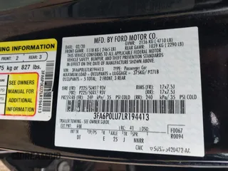 2020 Ford Fusion SE with VIN 3FA6P0LU7LR194413, listed as a IAAI auction lot 38094911 with 43,645 mi miles and . Bid and sale history available at DreamBid. Image 9.