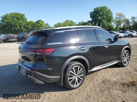 2023 Infiniti QX60 Sensory with VIN 5N1DL1GS2PC371655, listed as a Copart auction lot 57074995 with 20,018 mi miles and Salvage title. Bid and sale history available at DreamBid. Image 3.