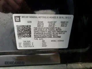 2021 Chevrolet Equinox LT with VIN 3GNAXKEV1ML341066, listed as a Copart auction lot 50607895 with 51,897 mi miles and Salvage Title. Bid and sale history available at DreamBid. Image 13.