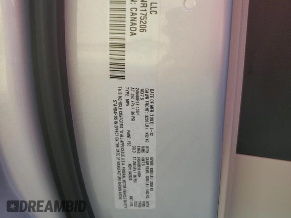 2022 Chrysler Pacifica Limited with VIN 2C4RC3GG4NR175206, listed as a Copart auction lot 77249974 with Not provided miles and Salvage title. Bid and sale history available at DreamBid. Image 14.