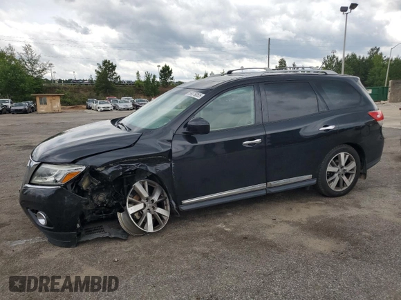 2015 Nissan Pathfinder Platinum with VIN 5N1AR2MN9FC684030, listed as a Copart auction lot 59079065 with 118,352 mi miles and Salvage title. Bid and sale history available at DreamBid. Image 1.