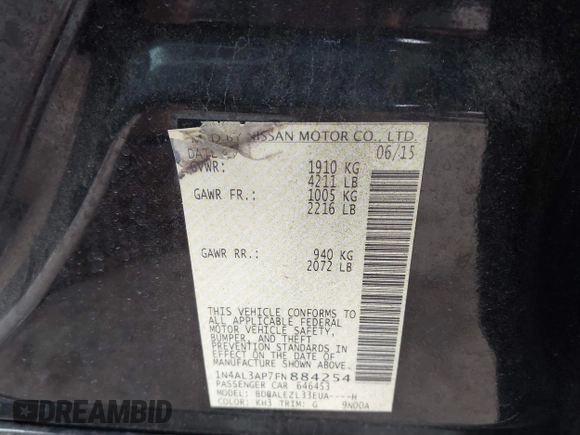 2015 Nissan Altima S z VIN 1N4AL3AP7FN884254, wystawiony jako IAAI lot #41390369 z przebiegiem 131 329 mil mil oraz . Historia ofert i sprzedaży dostępna na DreamBid. Obrazek 9.