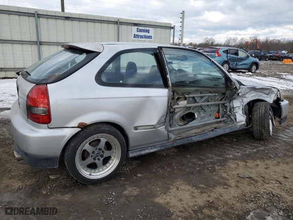 1997 Honda Civic DX with VIN 2HGEJ6349VH114958, listed as a Copart auction lot 42445445 with 206,565 mi miles and Salvage Title. Bid and sale history available at carsss.com. Image 3.