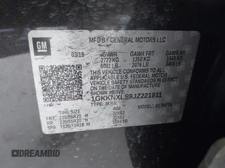 2018 GMC Acadia Denali with VIN 1GKKNXLS9JZ221811, listed as a IAAI auction lot 42096261 with 80,535 mi miles and . Bid and sale history available at DreamBid. Image 9.