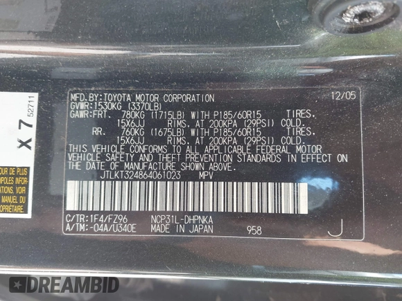 2006 Scion xB with VIN JTLKT324864061023, listed as a IAAI auction lot 41374882 with 181,179 mi miles. Bid and sale history available at carsss.com. Image 9.