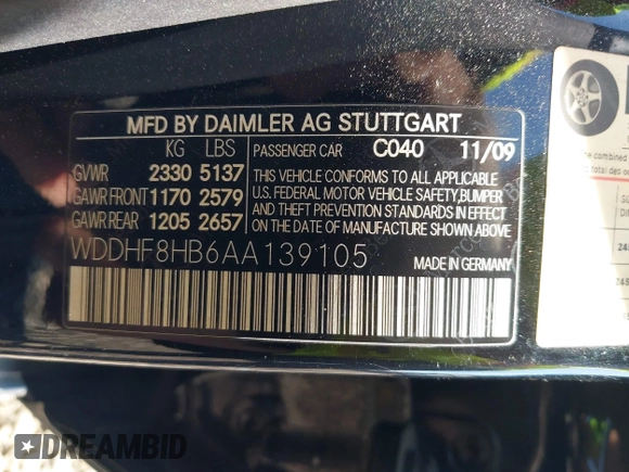 2010 Mercedes-Benz E 350 Luxury с VIN WDDHF8HB6AA139105, выставлен на аукционе IAAI как лот 42186932 с пробегом Не указан миль и . История ставок и продаж доступна на DreamBid. Изображение 9.
