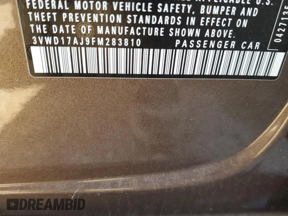 2015 Volkswagen Jetta SE with VIN 3VWD17AJ9FM283810, listed as a Copart auction lot 43255024 with 135,067 mi miles and Salvage title. Bid and sale history available at DreamBid. Image 12.