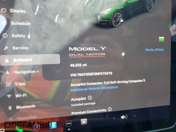 2022 Tesla Model Y Performance z VIN 7SAYGDEF2NF573979, wystawiony jako Copart lot #57778265 z przebiegiem 49 232 mil mil oraz Szkoda całkowita • Salvage title. Historia ofert i sprzedaży dostępna na DreamBid. Obrazek 9.