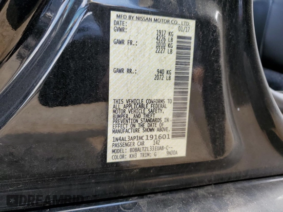 2017 Nissan Altima SL with VIN 1N4AL3AP1HC191601, listed as a Copart auction lot 61574595 with 110,251 mi miles and Salvage title. Bid and sale history available at DreamBid. Image 12.