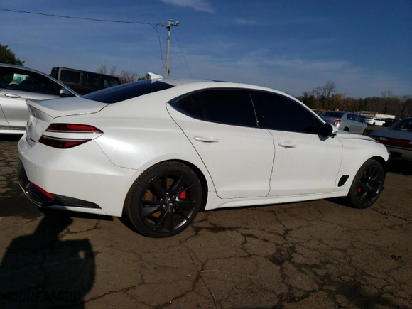 2022 Genesis G70 3.3T with VIN KMTG54TE7NU104131, listed as a Copart auction lot 85521034 with 59,735 mi miles and Salvage Title. Bid and sale history available at carsss.com. Image 3.