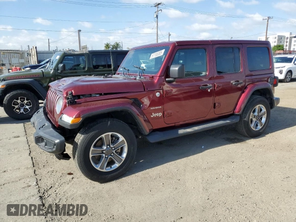 2021 Jeep Wrangler Unlimited Sahara with VIN 1C4HJXEN8MW613404, listed as a Copart auction lot 57155305 with 48,379 mi miles and Salvage title. Bid and sale history available at DreamBid. Image 1.