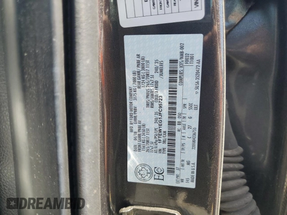 2018 Ford F-150 XL with VIN 1FTEW1EG1JFC95723, listed as a Copart auction lot 63045345 with Not provided miles and Salvage title. Bid and sale history available at DreamBid. Image 12.