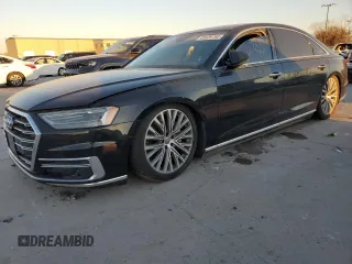 2019 Audi A8 L with VIN WAU8DAF8XKN021063, listed as a Copart auction lot 88939765 with 38,283 mi miles and Salvage Title. Bid and sale history available at carsss.com. Image 1.