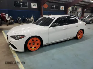 2019 Alfa Romeo Giulia Ti Sport with VIN ZARFANBN7K7600768, listed as a Copart auction lot 73277804 with 120,017 mi miles and Salvage Title. Bid and sale history available at carsss.com. Image 1.
