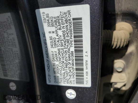 2019 Honda Accord Sport с VIN 1HGCV2F34KA013666, выставлен на аукционе Copart как лот 60081255 с пробегом 145 293 миль миль и Списание • Salvage title. История ставок и продаж доступна на DreamBid. Изображение 12.