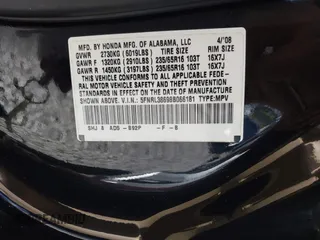 2008 Honda Odyssey EX-L with VIN 5FNRL38698B066181, listed as a IAAI auction lot 41882534 with 120,625 mi miles. Bid and sale history available at carsss.com. Image 9.