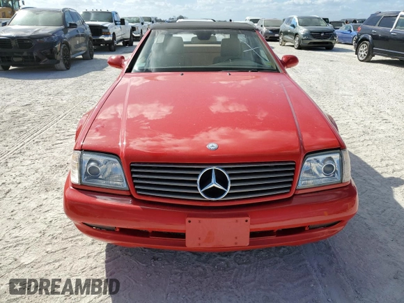1999 Mercedes-Benz SL-Class with VIN WDBFA68F0XF178838, listed as a Copart auction lot 77040434 with 0 mi miles and Salvage Title. Bid and sale history available at carsss.com. Image 5.