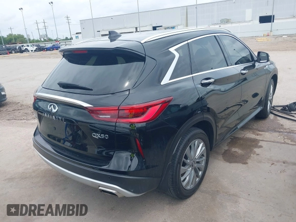 2024 Infiniti QX50 Luxe with VIN 3PCAJ5BA7RF101801, listed as a IAAI auction lot 42109462 with 15,768 mi miles and . Bid and sale history available at DreamBid. Image 4.